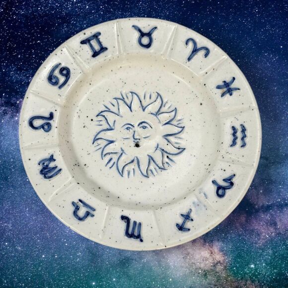 Y2K Celestial Zodiac Incense Holder UO Home Sun Face & Astrology Signs Ceramic - Picture 1 of 5